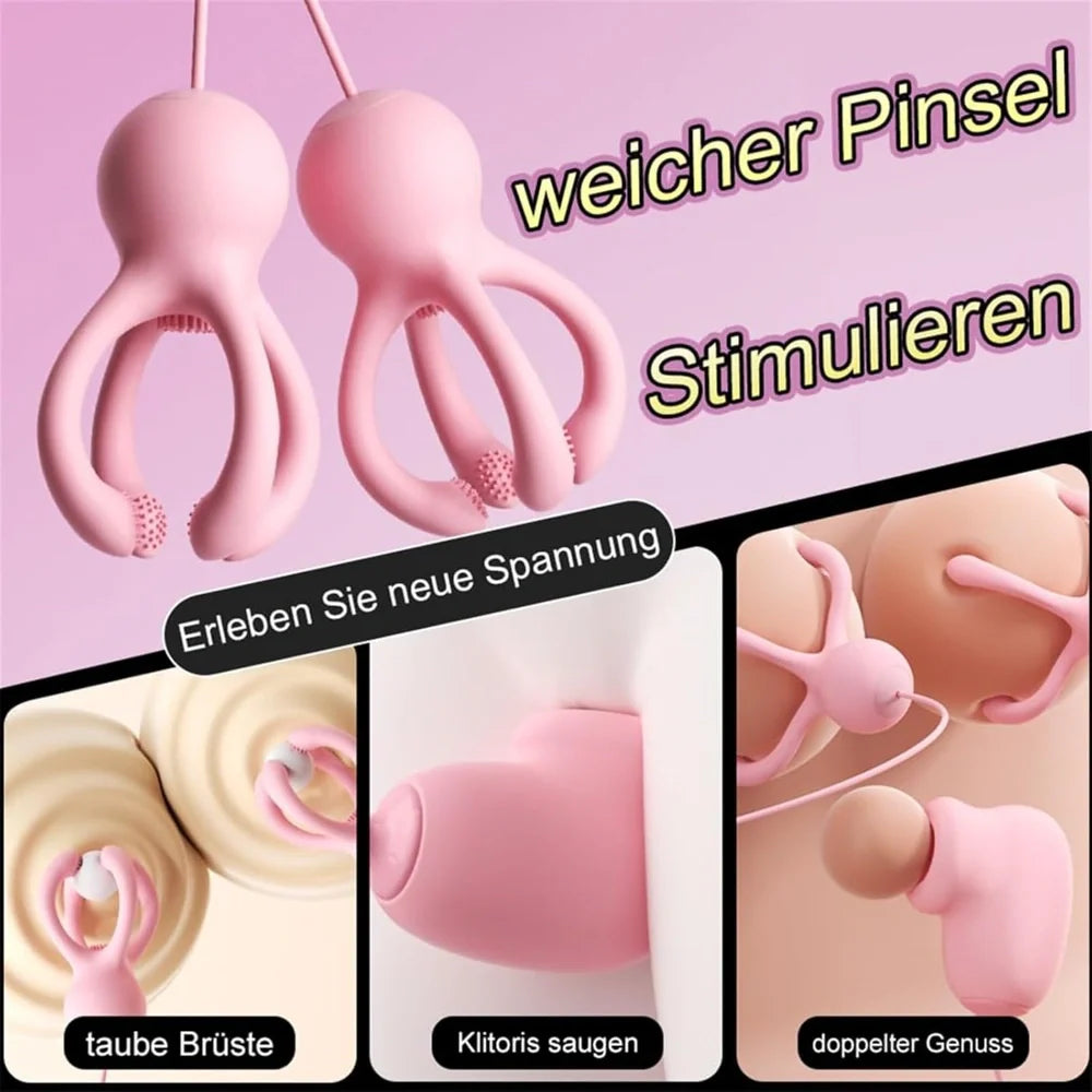 Venusfun Octopus Silicone Breast And Clitoral Massager 2 In 1 Nipple Vibrator With 20 Modes