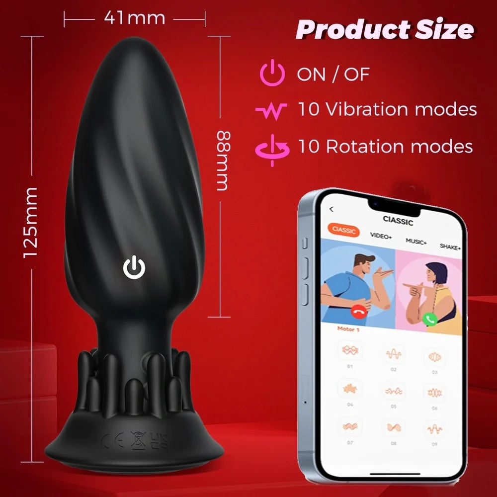 Venusfun 360 App Controlled Rotating Anal Vibrator with 10 Vibration Modes for Prostate Massage