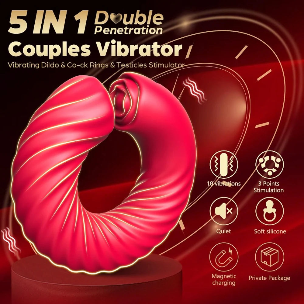 Venusfun 3 in 1 Vibrating Cock Rings for Men Silicone Multi Sensation 180° Rotation