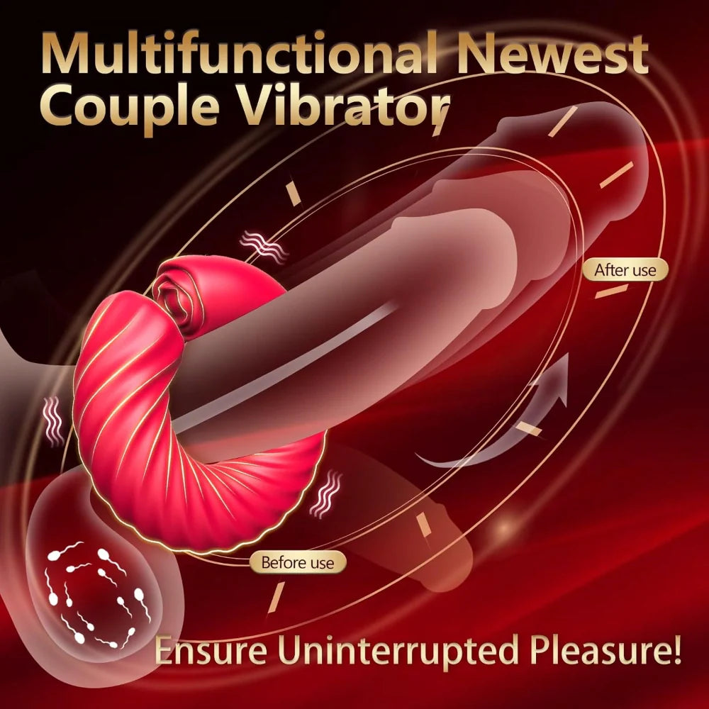 Venusfun 3 in 1 Vibrating Cock Rings for Men Silicone Multi Sensation 180° Rotation