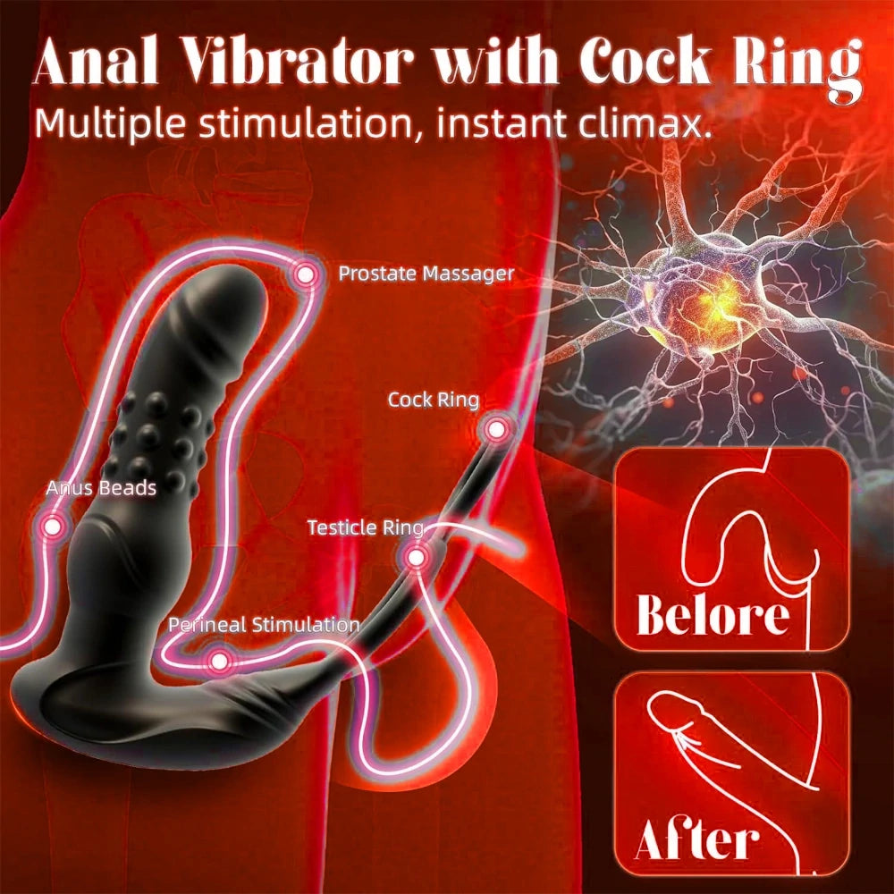 App-Controlled Thrusting Prostate Massager with Dual Cock Ring