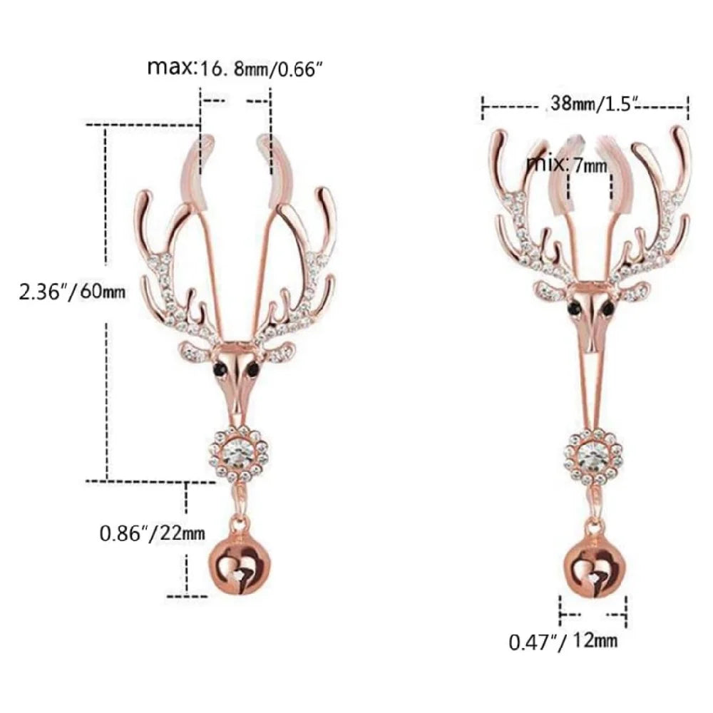Venusfun Adjustable Metal Deer Head Nipple Clamps Elegant Rhinestone Breast Clips for Sensual Couples Play