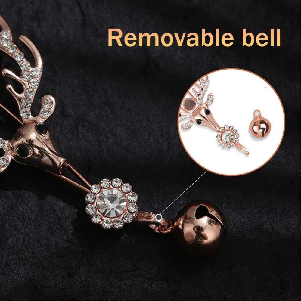 Venusfun Adjustable Metal Deer Head Nipple Clamps Elegant Rhinestone Breast Clips for Sensual Couples Play