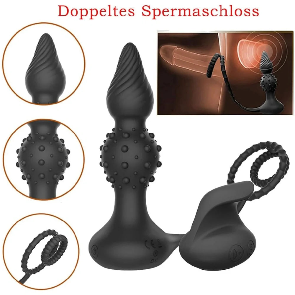 Venusfun Wireless Silicone Anal Plug for Men with 2 Motors Large Prostate Massager