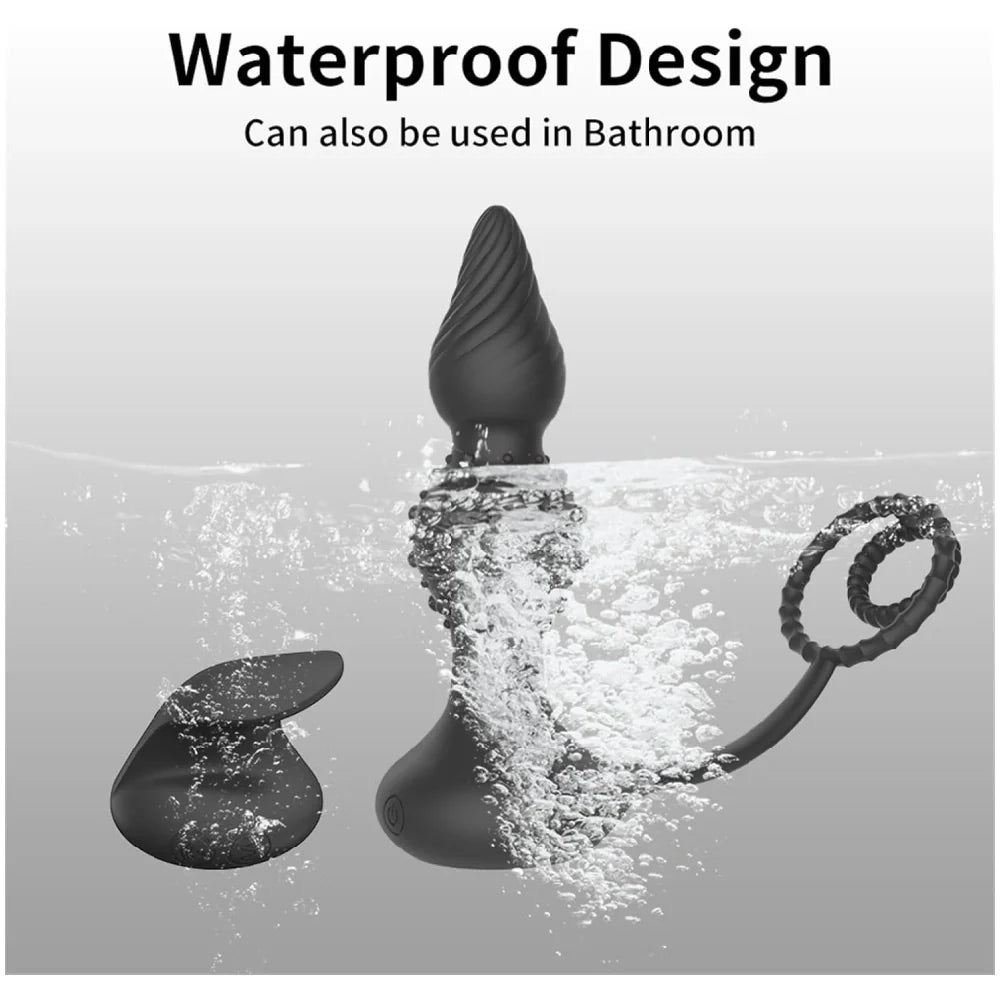 Venusfun Wireless Silicone Anal Plug for Men with 2 Motors Large Prostate Massager