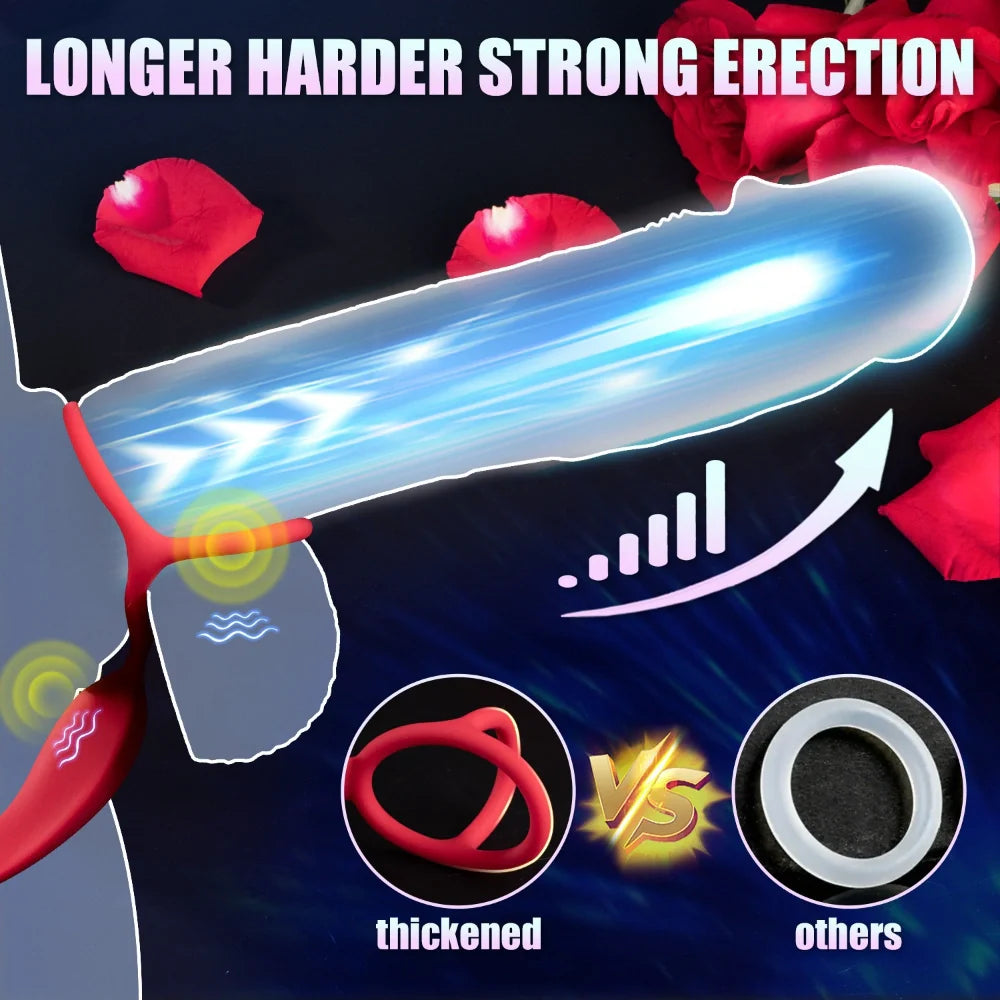 Venusfun 3 in 1 Dual Motor Cock Ring Anal Plug Vibrator for Couples