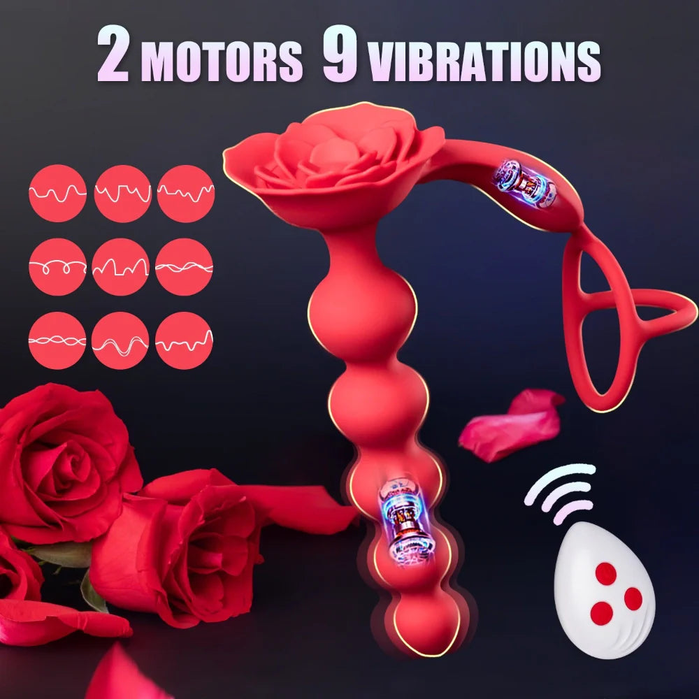 Venusfun 3 in 1 Dual Motor Cock Ring Anal Plug Vibrator for Couples
