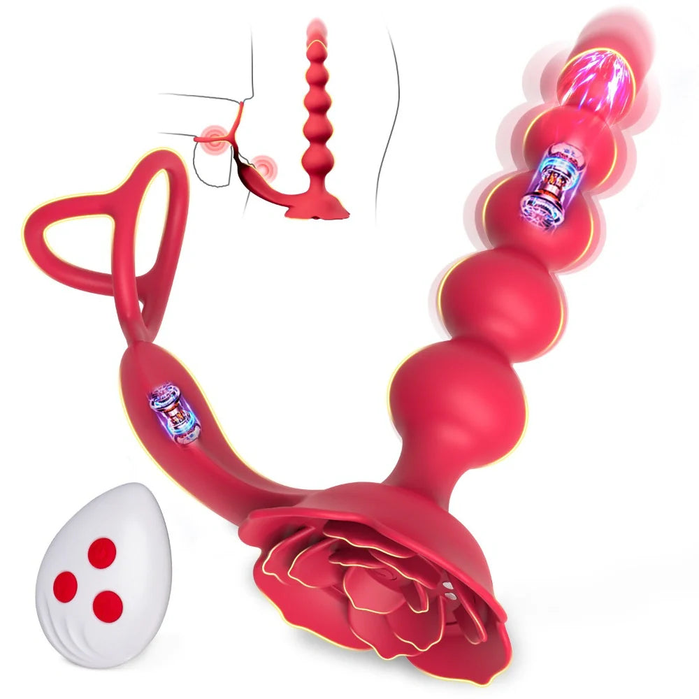 Venusfun 3 in 1 Dual Motor Cock Ring Anal Plug Vibrator for Couples