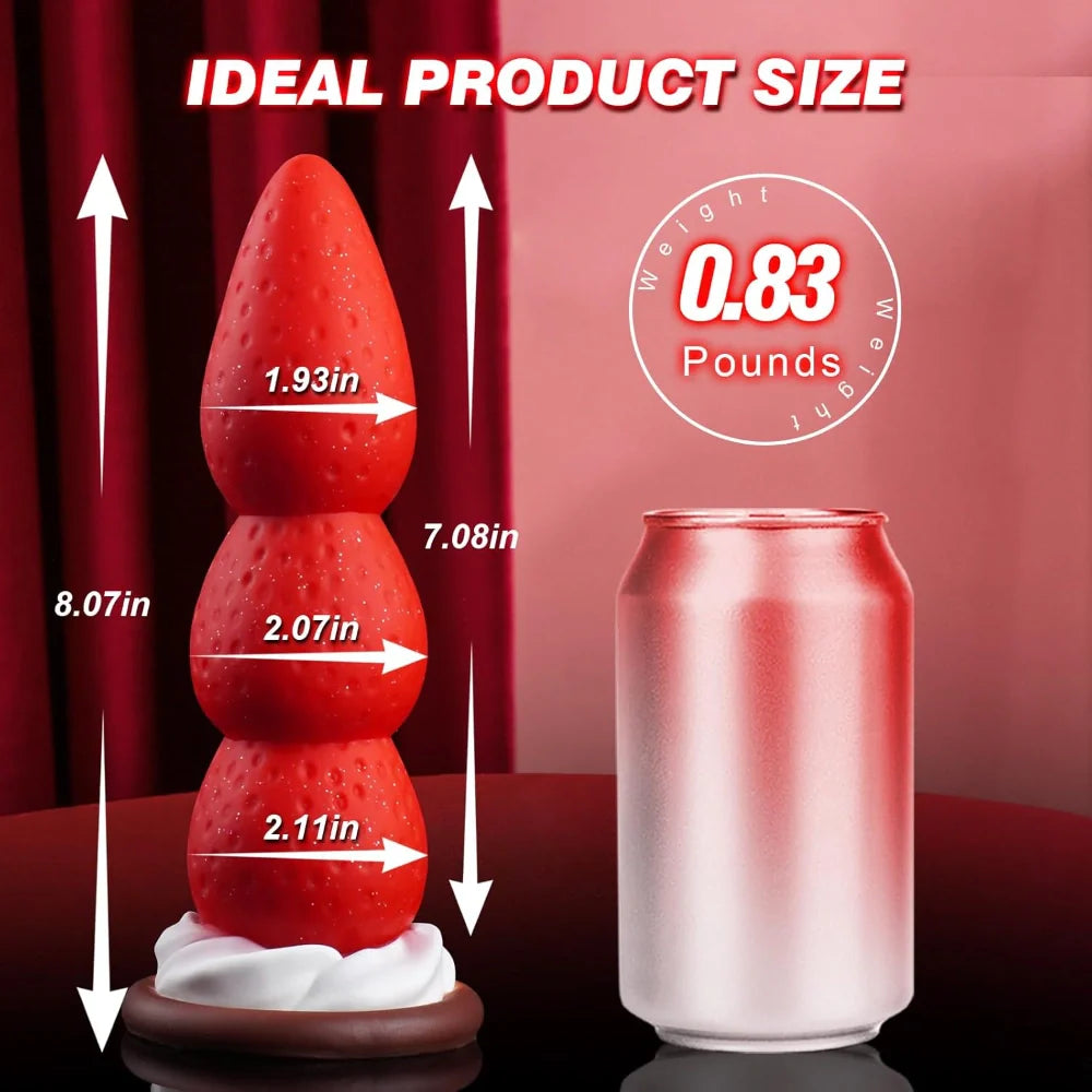 Venusfun Christmas Strawberry Anal Plug Silicone Fantasy Cute 3 Beads Sex Toys for