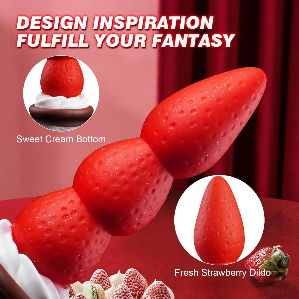 Venusfun Christmas Strawberry Anal Plug Silicone Fantasy Cute 3 Beads Sex Toys for