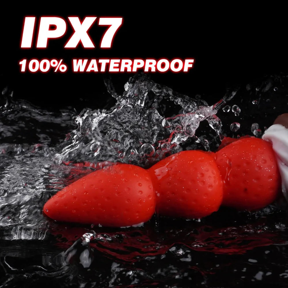 Venusfun Christmas Strawberry Anal Plug Silicone Fantasy Cute 3 Beads Sex Toys for