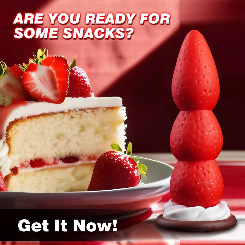 Venusfun Christmas Strawberry Anal Plug Silicone Fantasy Cute 3 Beads Sex Toys for