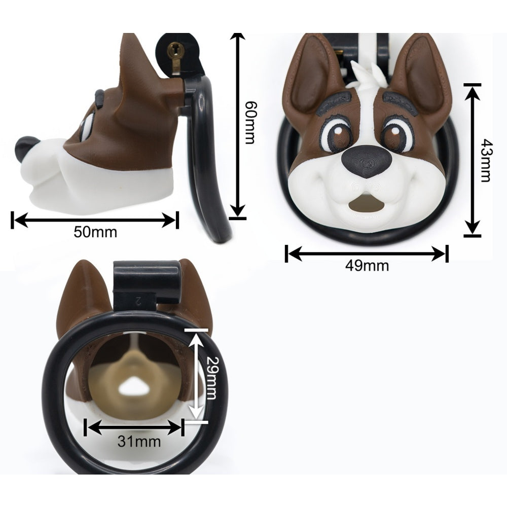 Venusfun Dog Head Shaped Penis Chastity Cage with Single Arc Ring