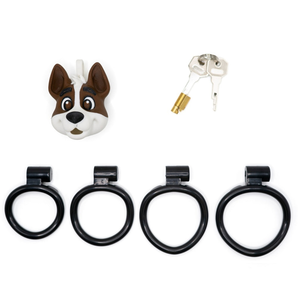 Venusfun Dog Head Shaped Penis Chastity Cage with Single Arc Ring