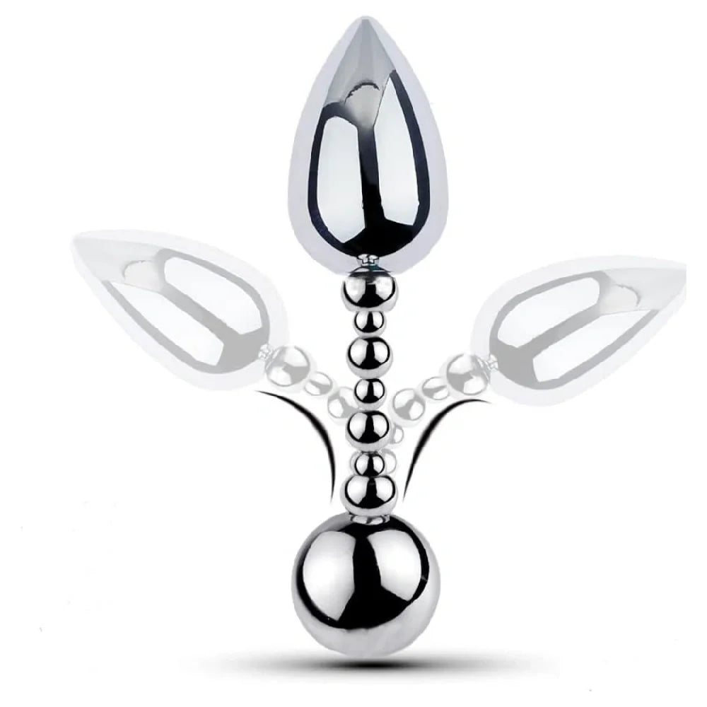 Venusfun Double Ended Stainless Steel Anal Plug with Rotating Beads for Prostate Training