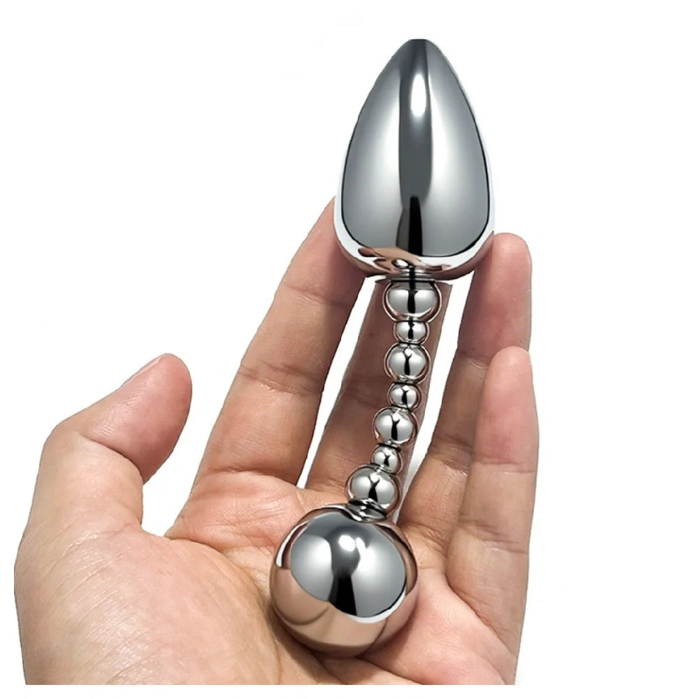 Venusfun Double Ended Stainless Steel Anal Plug with Rotating Beads for Prostate Training