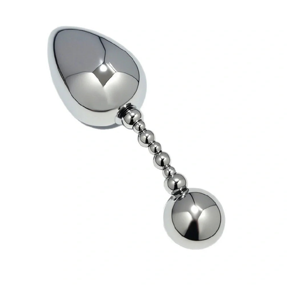Venusfun Double Ended Stainless Steel Anal Plug with Rotating Beads for Prostate Training