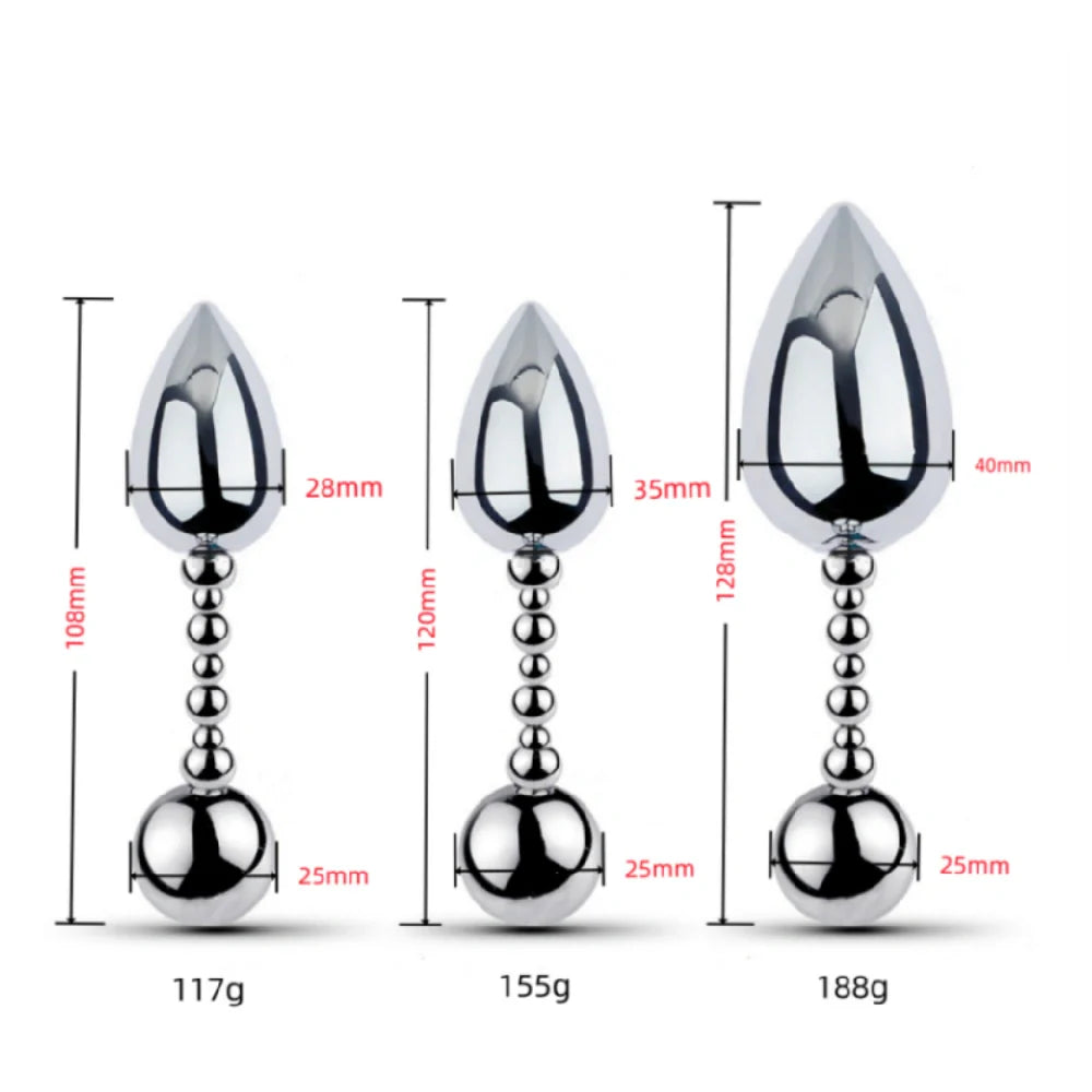 Venusfun Double Ended Stainless Steel Anal Plug with Rotating Beads for Prostate Training