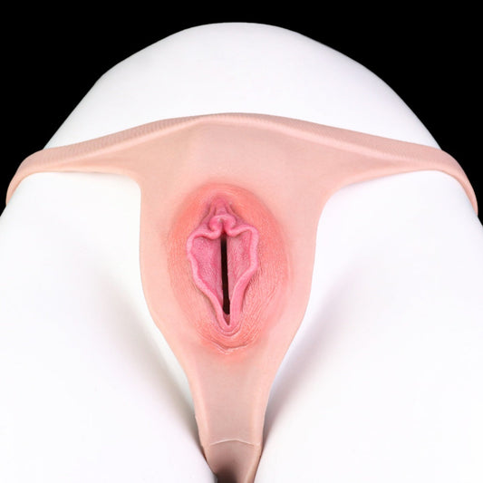 Boy-Style Strapon Realistic Fake Vagina - Penis Thrusting Flesh-like Silicone Wearable Pants