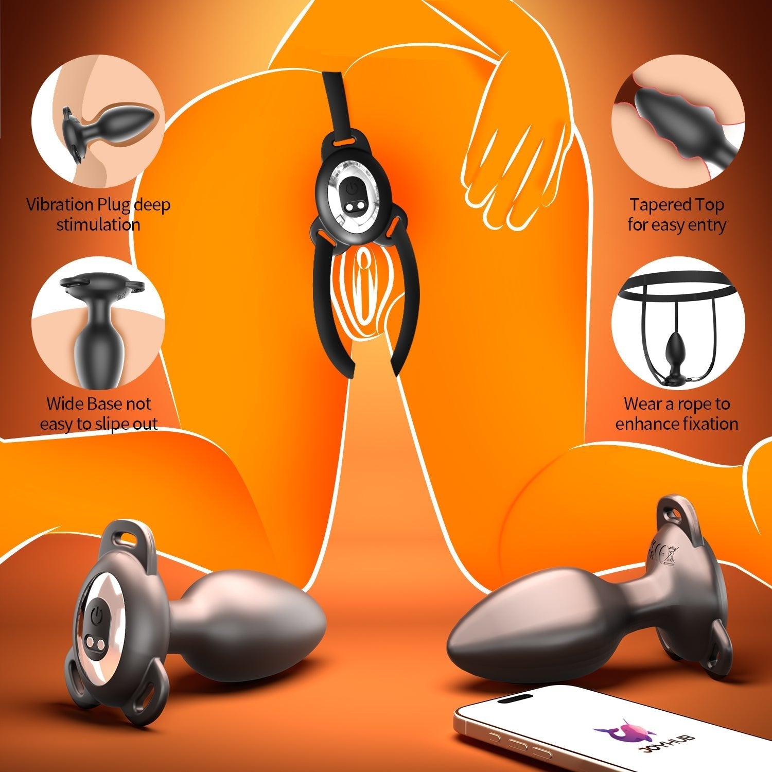 Wearable Prostate Massager Plug – App-Controlled Vibrating Anal Plug with Adjustable Harness