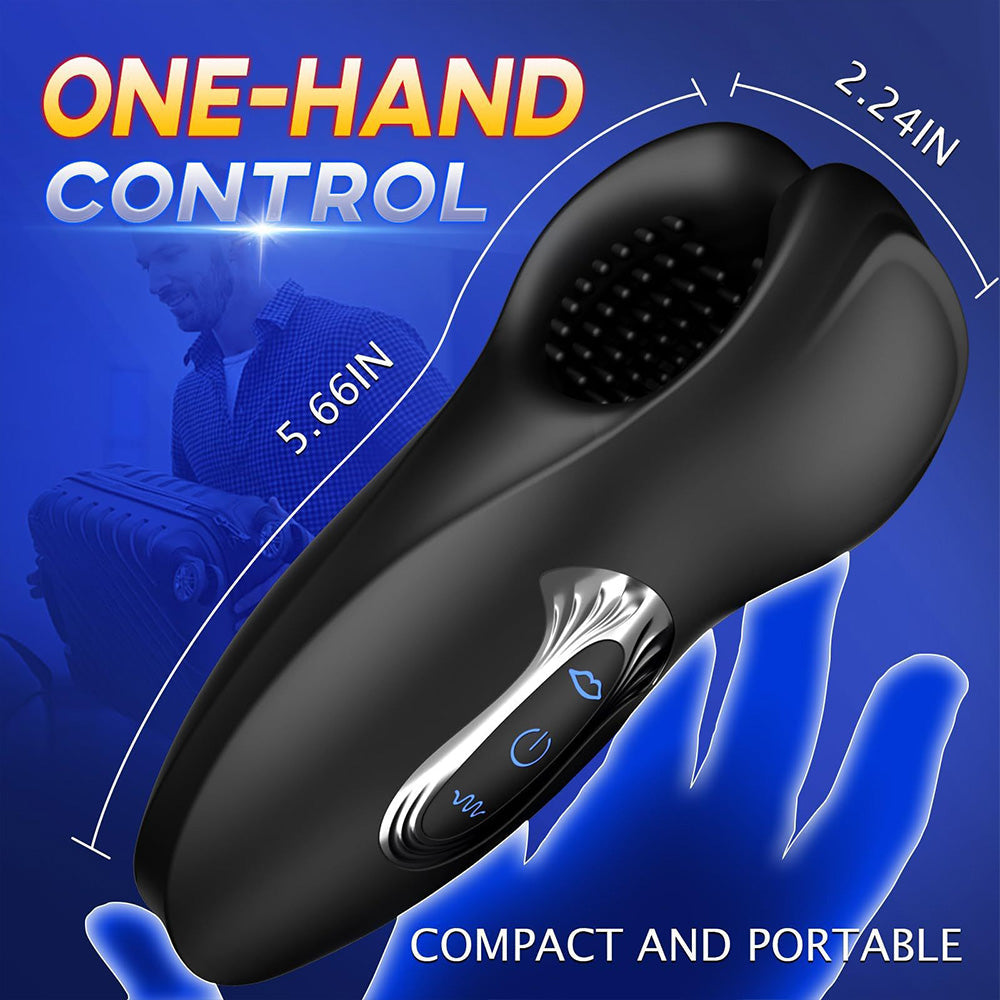 Male Handheld Masturbator Dual Head Bite Pellet Stimulation