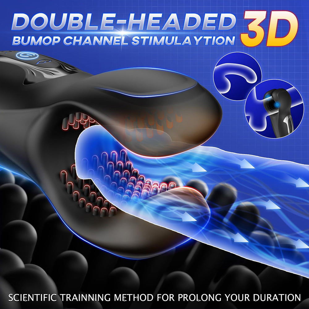 Male Handheld Masturbator Dual Head Bite Pellet Stimulation