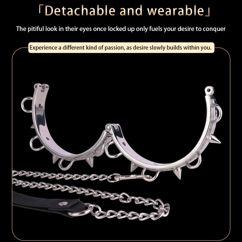 Restraint Stainless Steel Traction Collar Set – Control Sex Toy for Couples Erotic Play