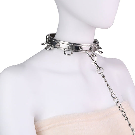 Restraint Stainless Steel Traction Collar Set – Control Sex Toy for Couples Erotic Play