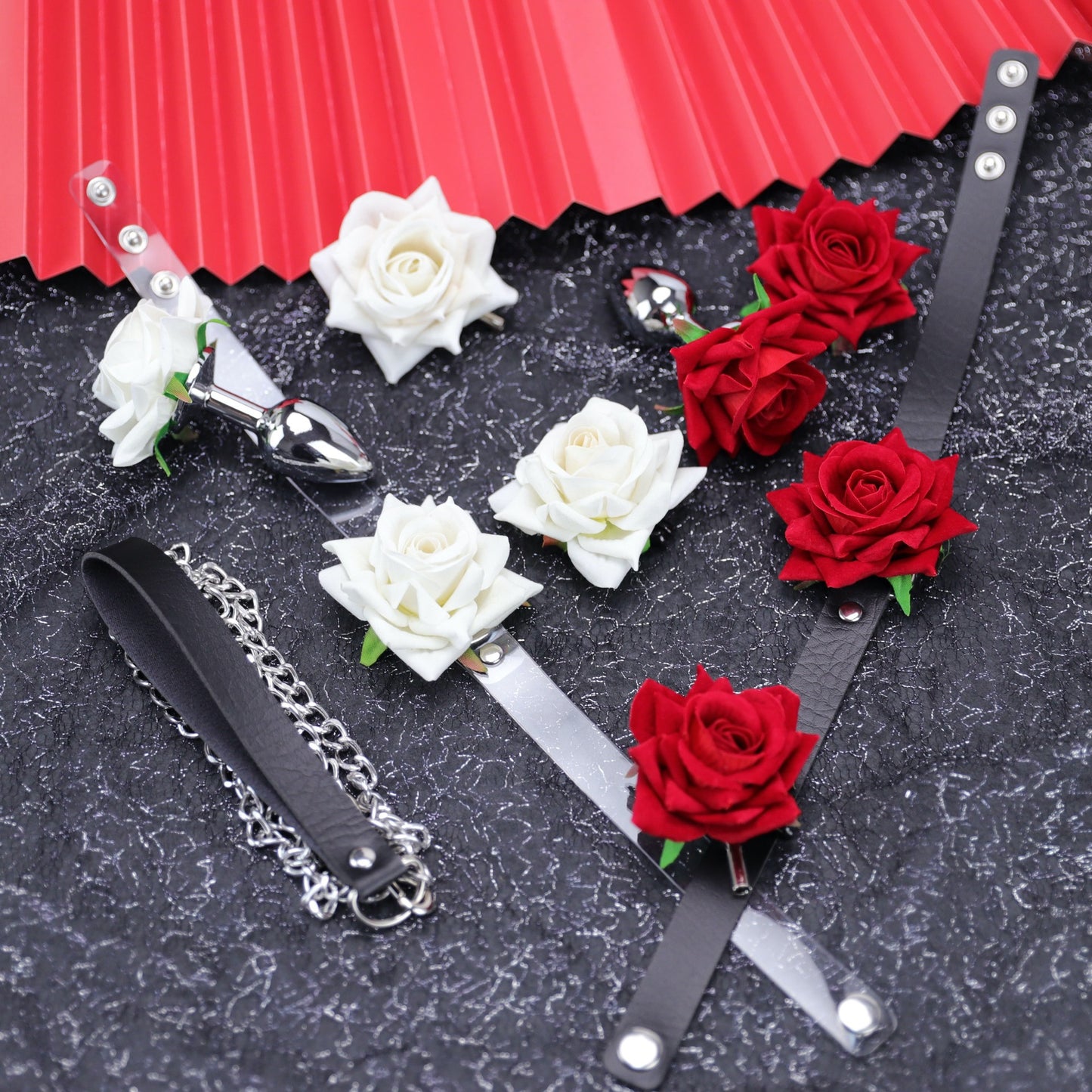 Rose Butt Plug Nipple Clamp Collar For Sm Sex Products Set