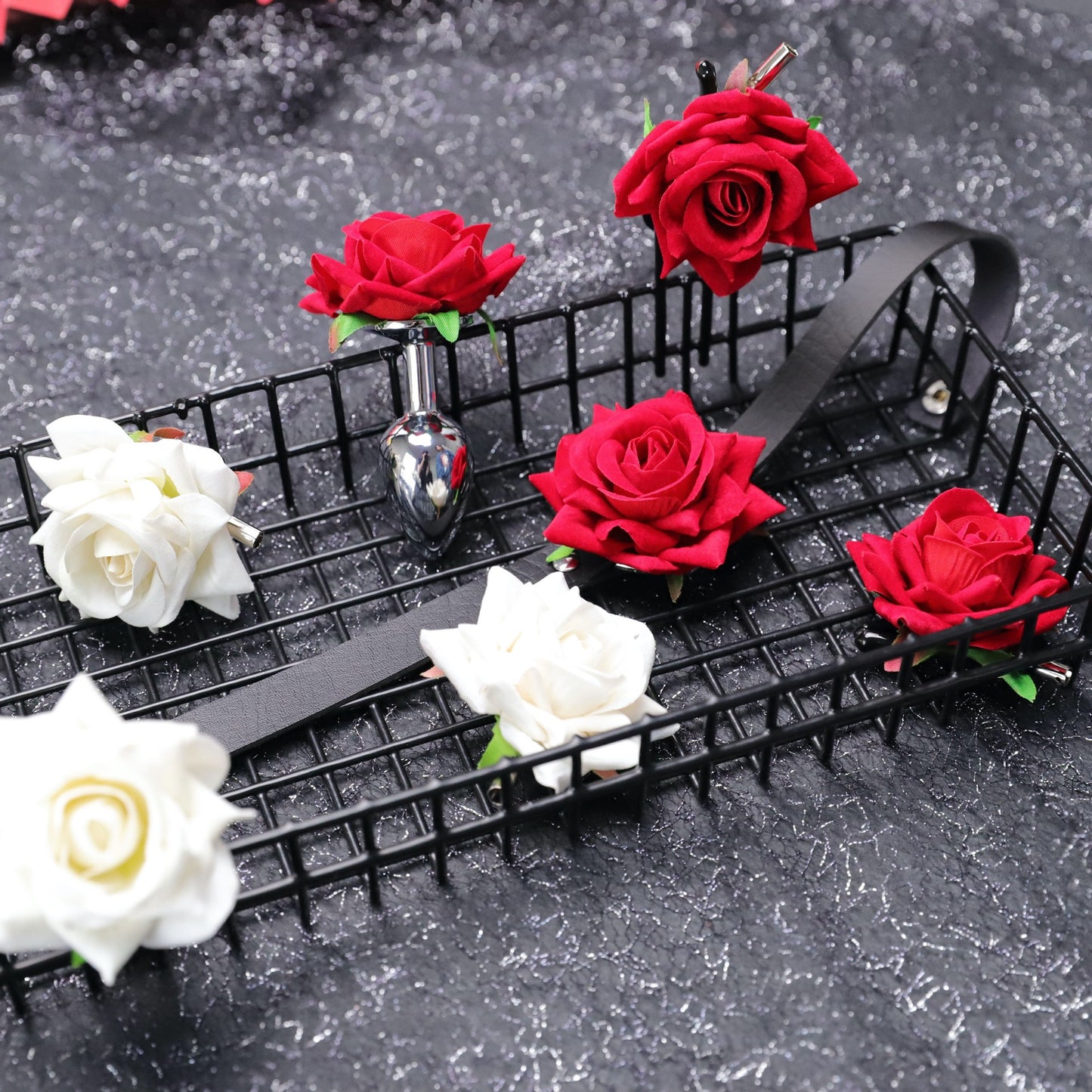 Rose Butt Plug Nipple Clamp Collar For Sm Sex Products Set