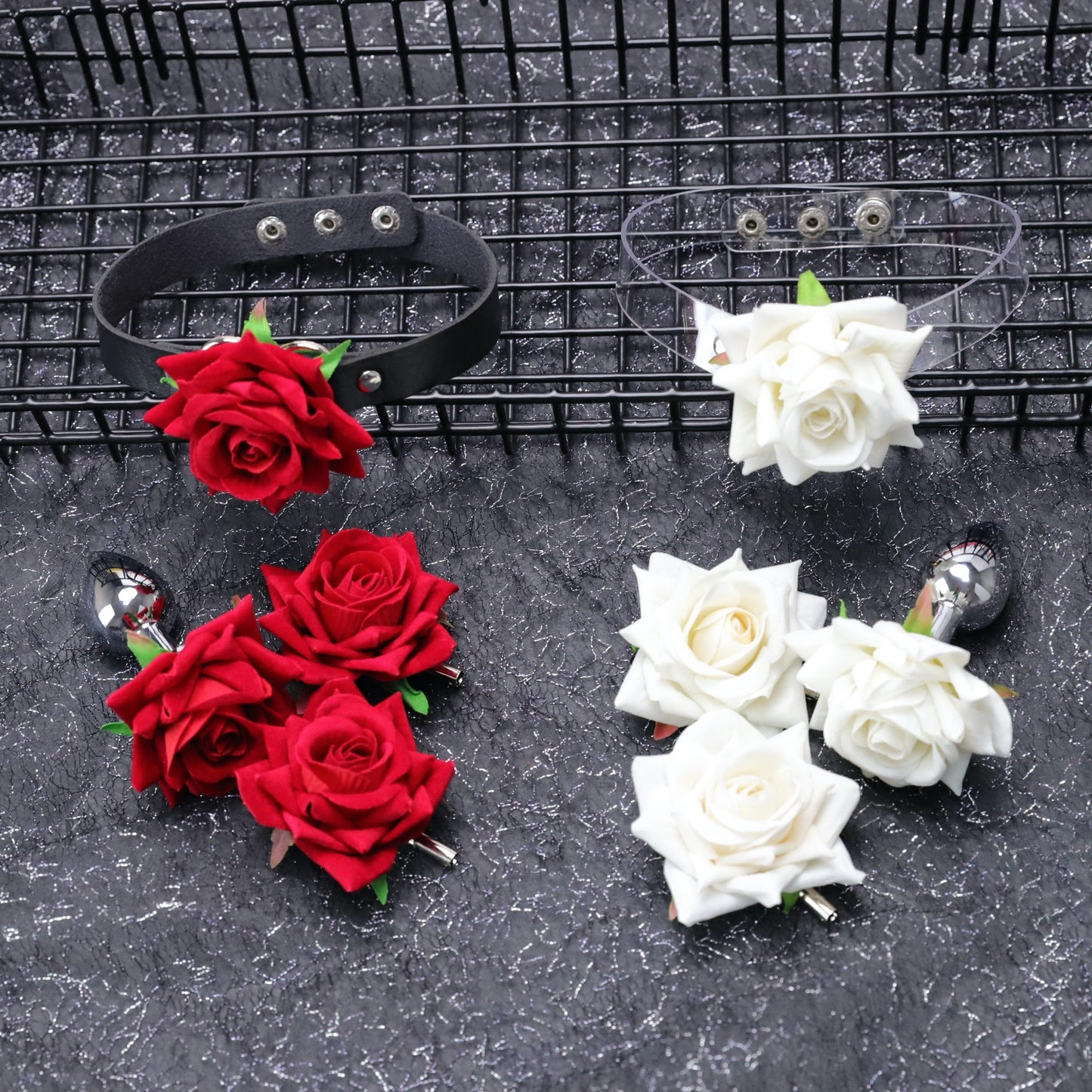 Rose Butt Plug Nipple Clamp Collar For Sm Sex Products Set